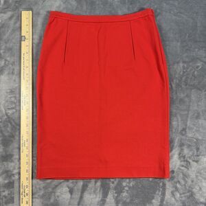 Diane Von Furstenburg Kimmie Knit Pencil Skirt Side Zip Pockets Red Size 10